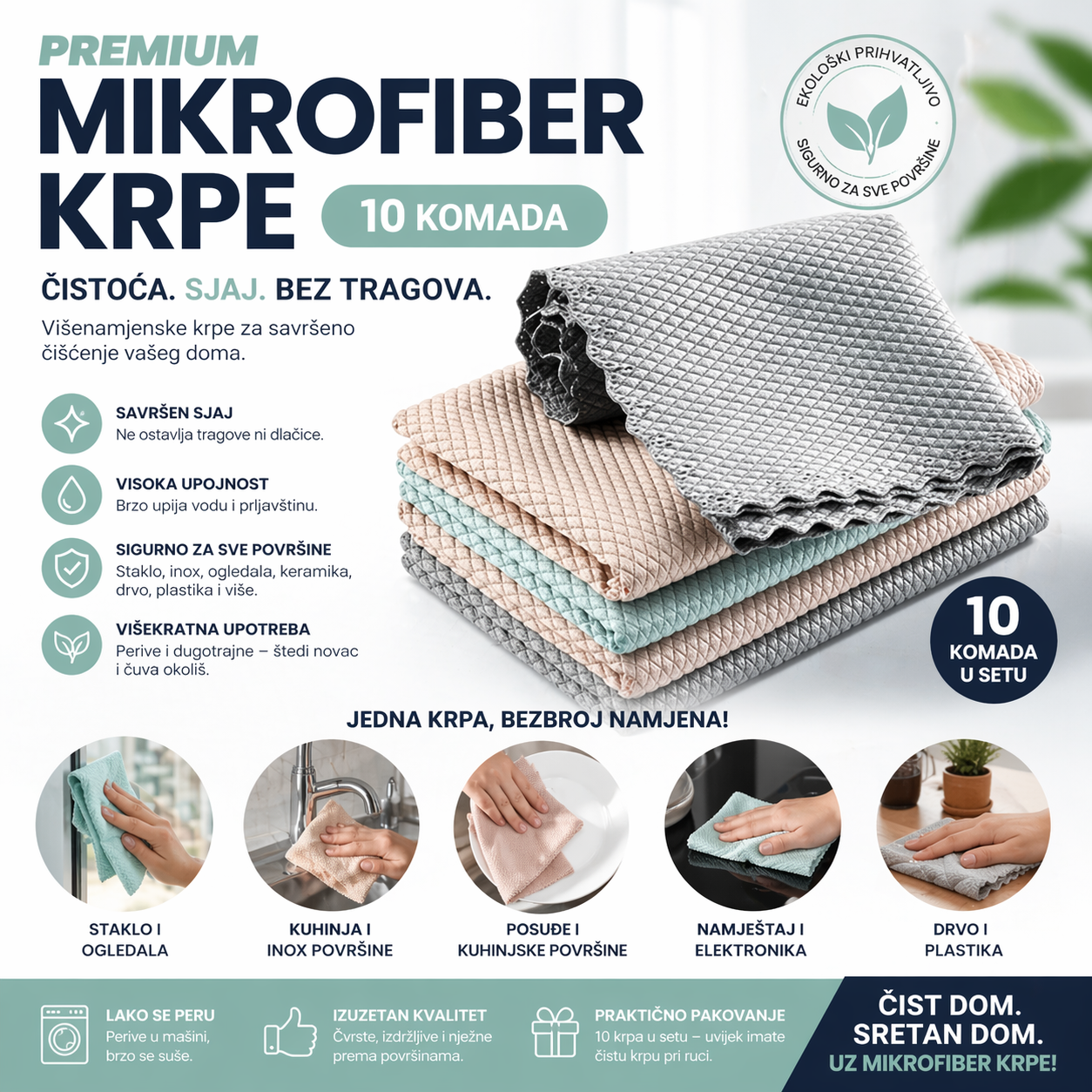 Set 10 mikrofiber krpa – čišćenje bez tragova - BESPLATNA POŠTARINA