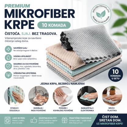 Set 10 mikrofiber krpa – čišćenje bez tragova - BESPLATNA POŠTARINA