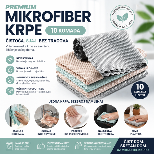 Set 10 mikrofiber krpa – čišćenje bez tragova - BESPLATNA POŠTARINA