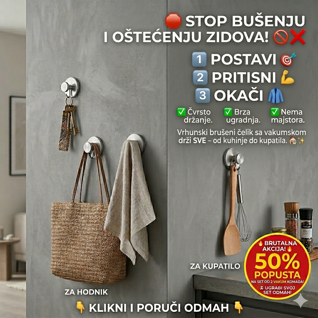 Zidne vakumske vješalice za peškire (2 Kom) - Bez bušenja zidova - BESPLATNA POŠTARINA