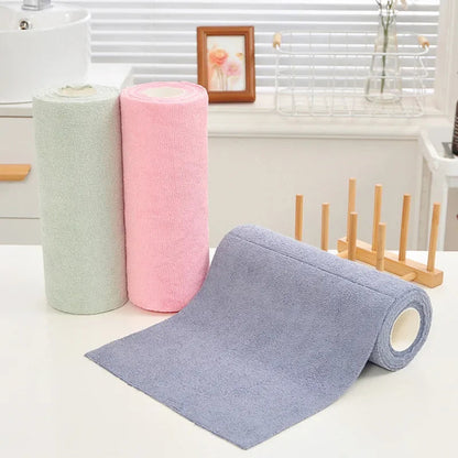 Reusable Washable Towels, Disposable Dish Rag Roll, Microfiber Cloths for Kitchen, Hand Tear Cleaning Wipes Set