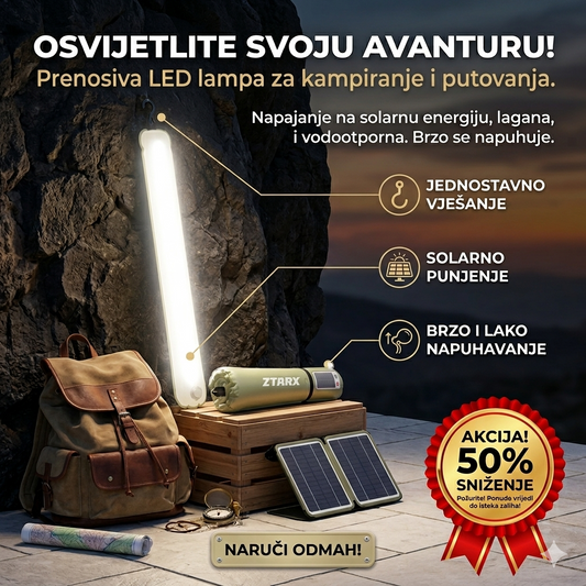 LED lampa za kampovanje sa dva načina punjenja - solar + USB - BESPLATNA POŠTARINA