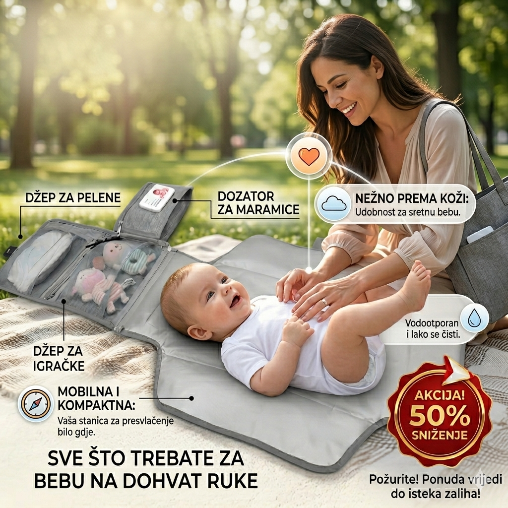 Baby podloga za previjanje sa praktičnim džepovima - BESPLATNA POŠTARINA