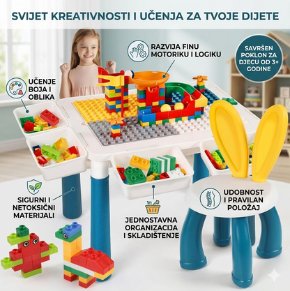 2u1 dječiji sto sa kockicama – stolica GRATIS - BESPLATNA POŠTARINA